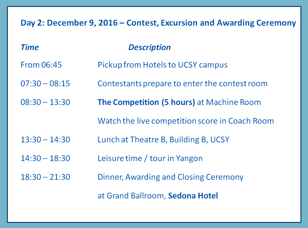 regional contest schedule