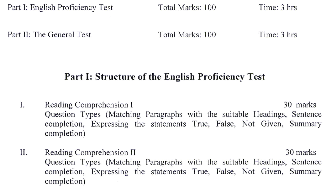 Entrance Exam Structure for Ph.D. 